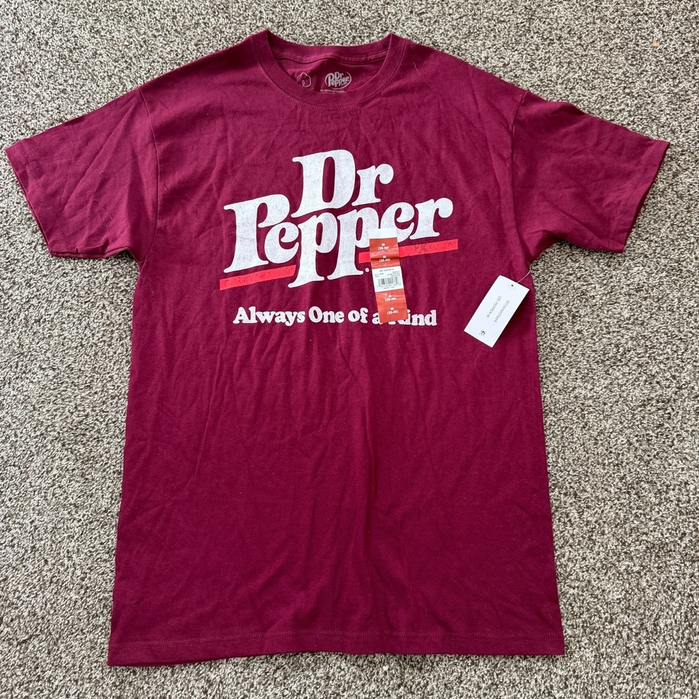 Dr Pepper Soda Red Maroon Crew Neck Pop Shirt Men's M New